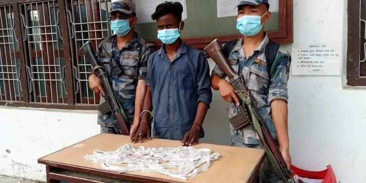 सशस्त्र प्रहरीद्वारा लाखौंको अबैध गरगहना सहित एक भारतीय पक्राउ     