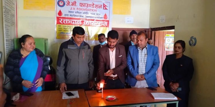 जेभि फाउन्डेसनद्वारा सप्तरीको बरहि बिरपुरमा रक्तदान