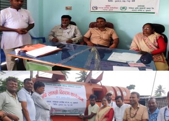 भाेक्राहा नरसिंहका किसानलाई थ्रेसर हस्तान्तरण