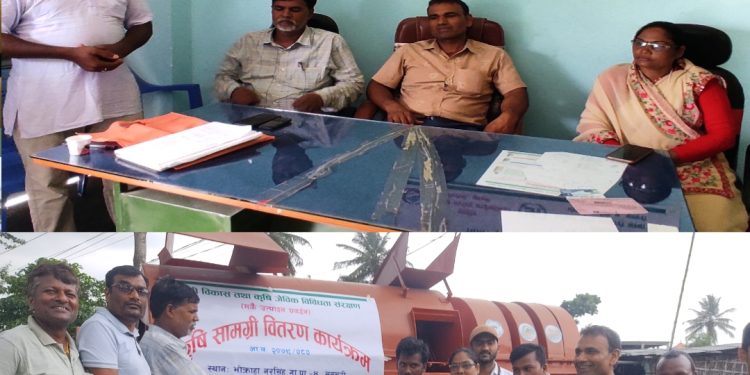 भाेक्राहा नरसिंहका किसानलाई थ्रेसर हस्तान्तरण