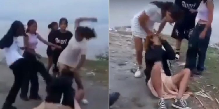 काेशी किनारमा युवतीहरूकाे ग्याङ फाइट , एक जना पक्राउ ४ जना फरार