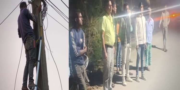 भाेक्राहा नरसिंहमा पाेलबत्ती जडान कार्य सुरु