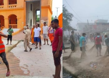 हिन्दु र मुस्लिम दुवै समुदायका युवाहरुले धर्मका स्थलहरुमा सामुहिक सरसफाई गर्दै