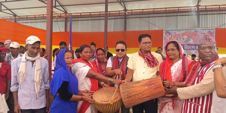 भाेक्राहा नरसिंहमा भव्यताका साथ विश्व आदिवासी दिवस मनाइयाे