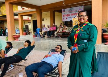 स्काउट दिवसकाे अवसरमा राष्ट्रिय माध्यमिक विद्यालयमा रक्तदान