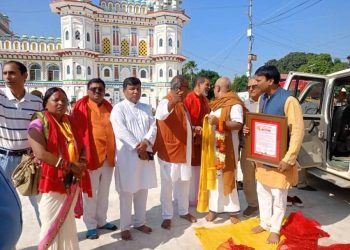 जनकपुरधामबाट १०१ भारसहित तिलक चढाउने टोली अयोध्या प्रस्थान, कारसेवकपुरममा शनिबार तिलकोत्सव